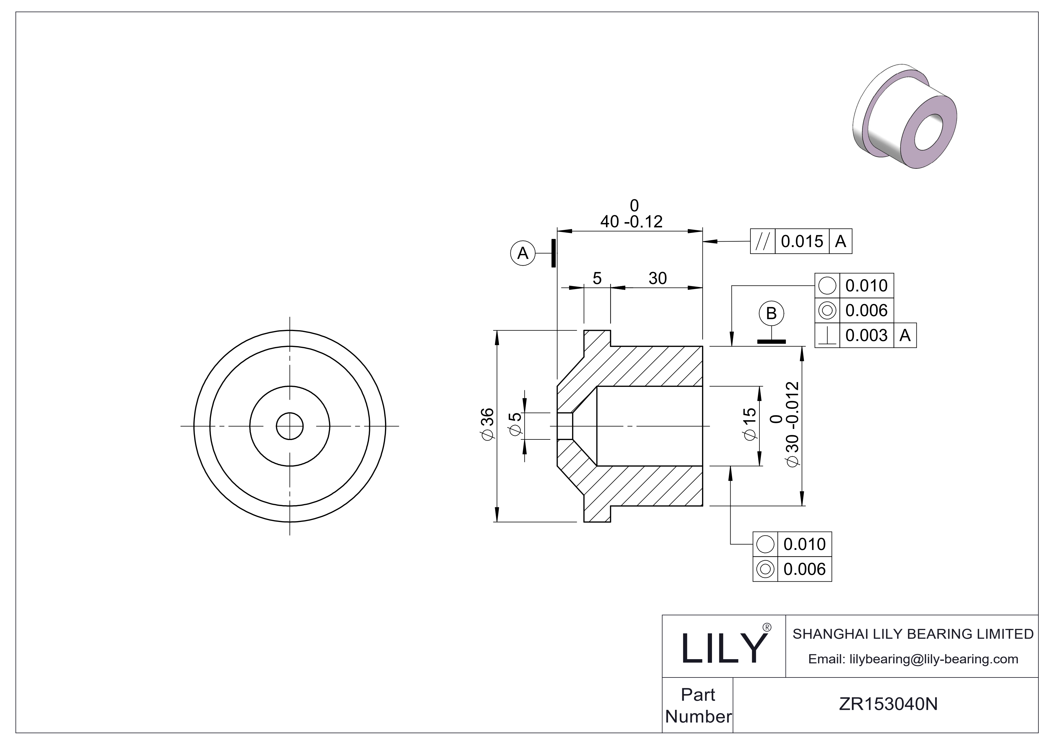 ZR153040N Componentes de óxido de circonio (ZRO2) cad drawing